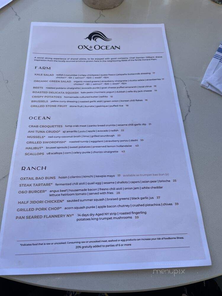 Ox & Ocean - Oxnard, CA menu_pic