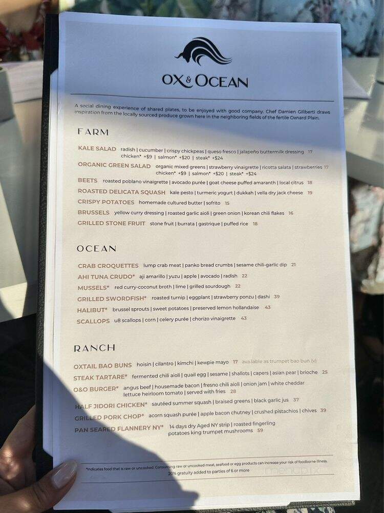 Ox & Ocean - Oxnard, CA menu_pic
