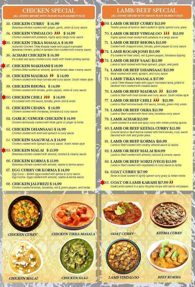 The Indian Night - San Antonio, TX menu_pic