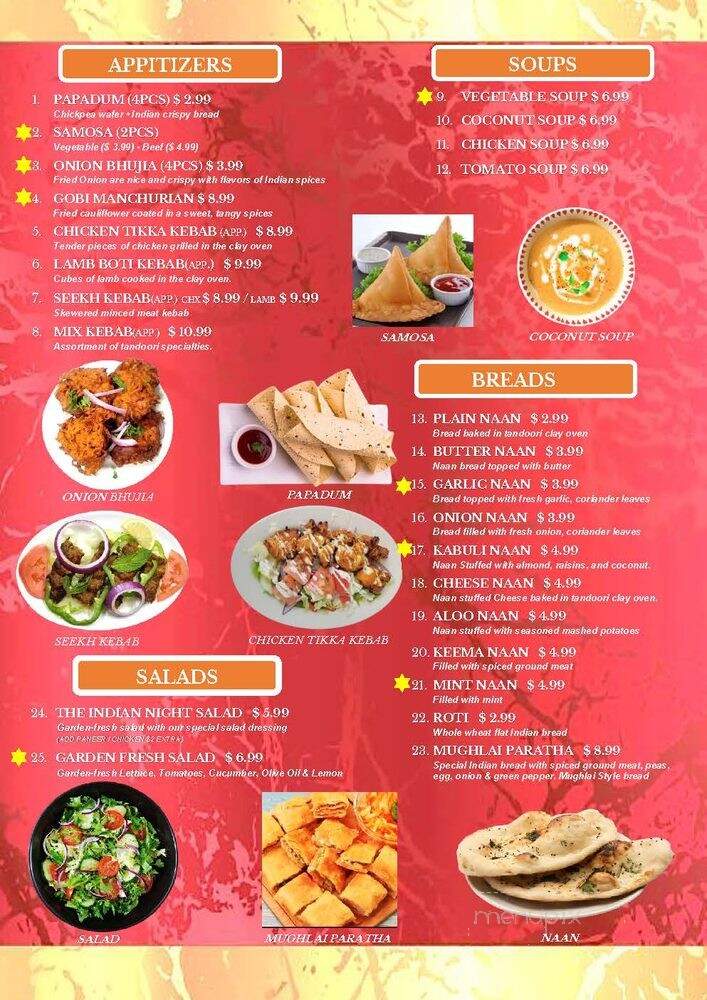 The Indian Night - San Antonio, TX menu_pic