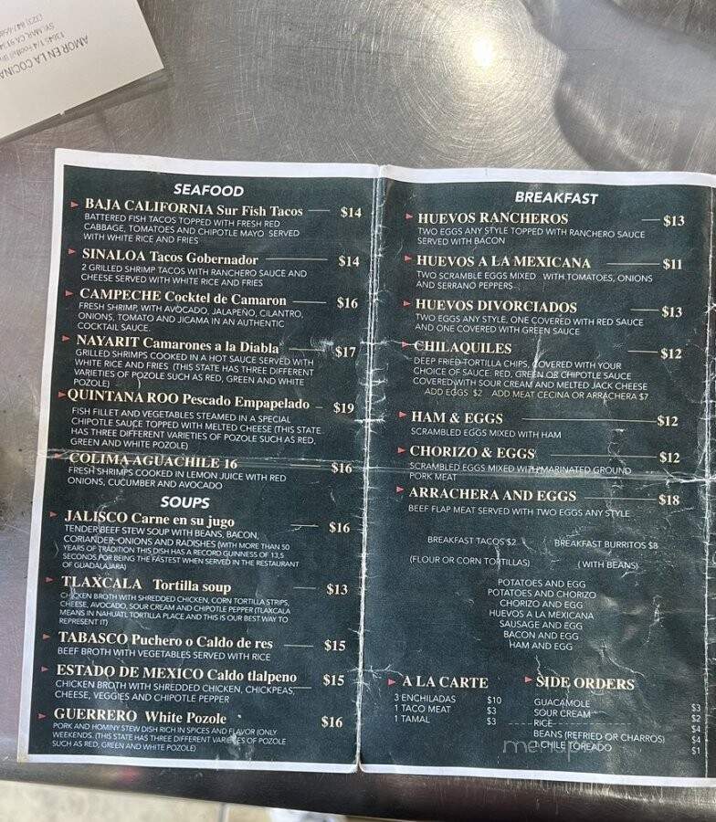 Amor en la Cocina - Lake View Terrace, CA menu_pic