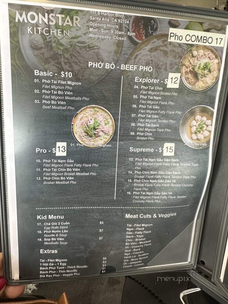 Monstar Kitchen - Santa Ana, CA menu_pic