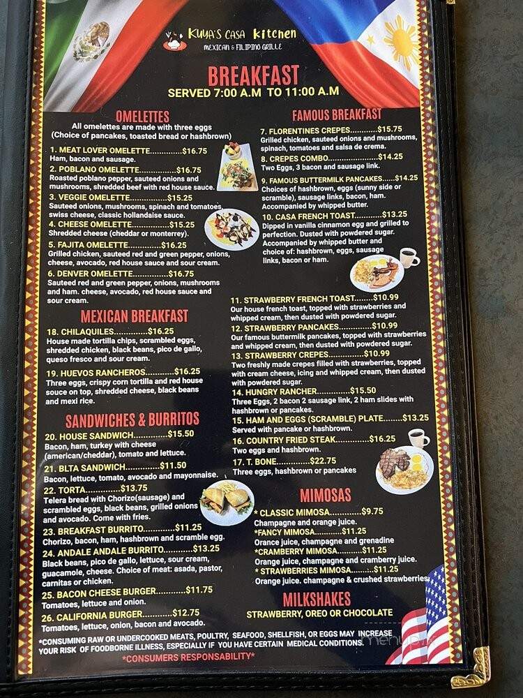 Kuya's Casa Kitchen - Vancouver, WA menu_pic