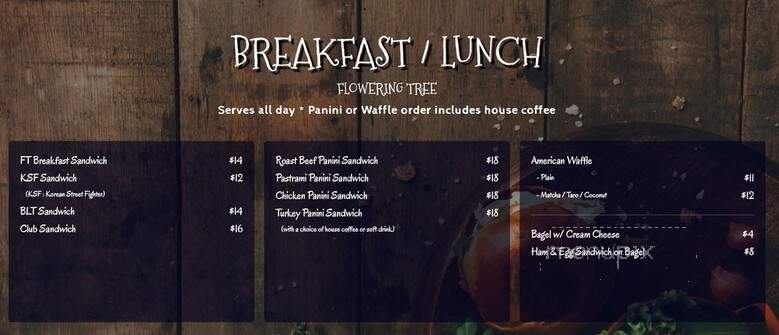 Flowering Tree - Los Angeles, CA menu_pic