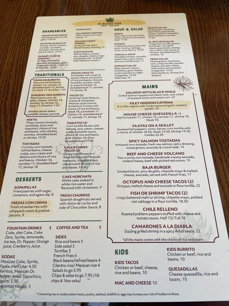Mi Buena Vida - Salt Lake City, UT menu_pic