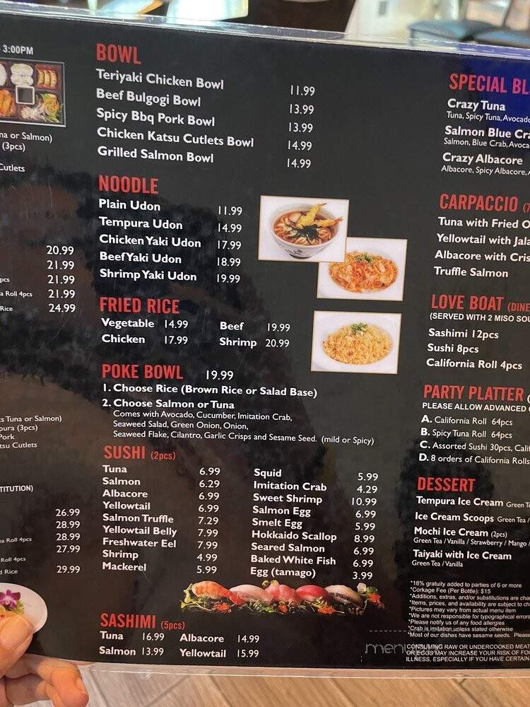 Crazy Tokyo Sushi - Santa Fe Springs, CA menu_pic