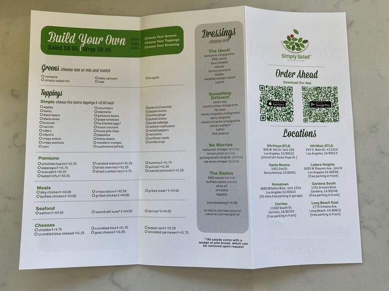 Simply Salad - Cerritos, CA menu_pic
