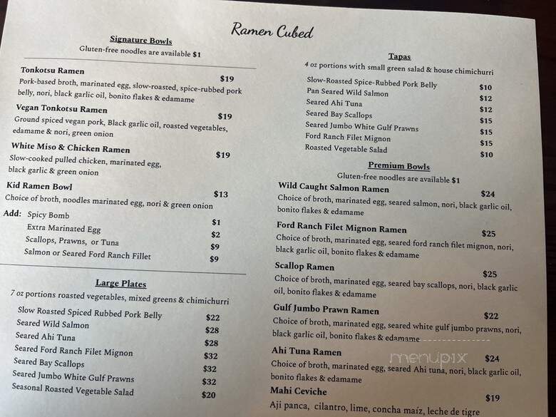 Ramen Cubed - Willits, CA menu_pic