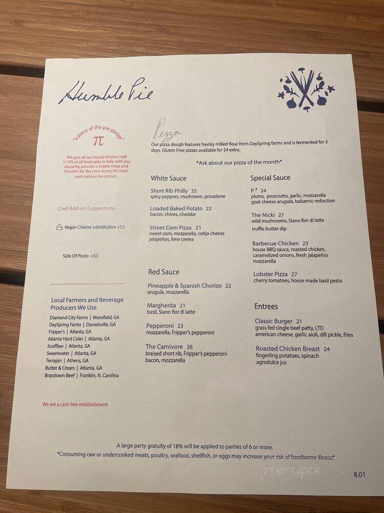 Humble Pie - Atlanta, GA menu_pic