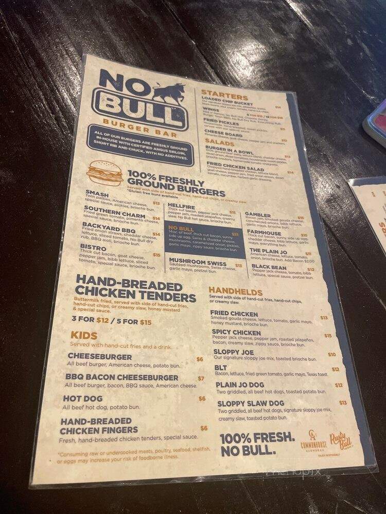 No Bull Burger Bar - Charleston, SC menu_pic