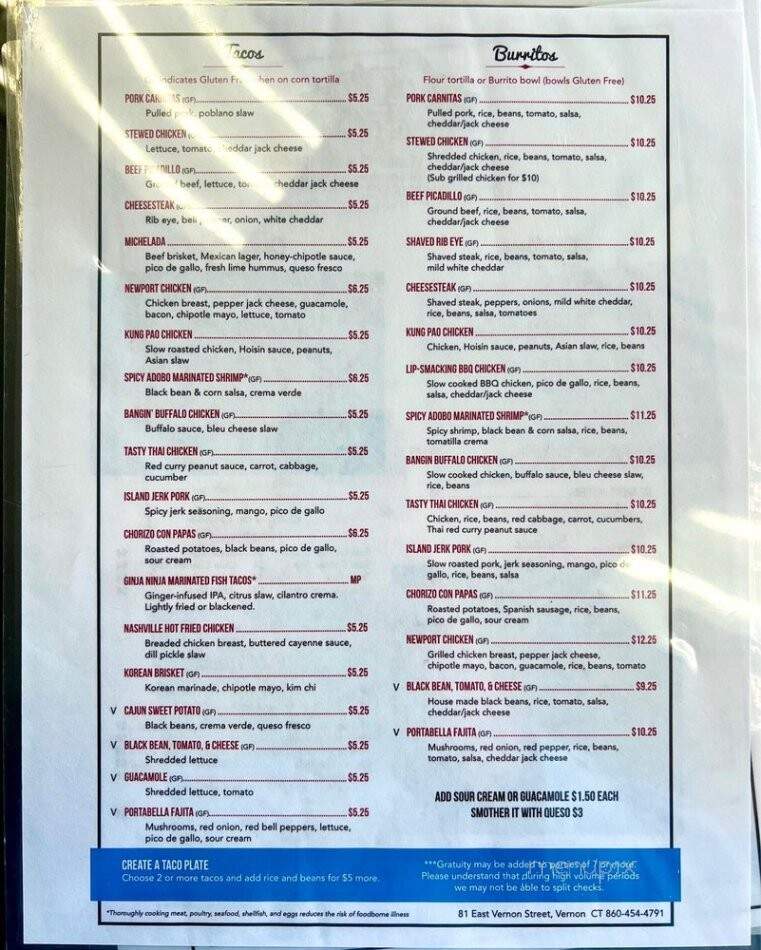 Lucky Taco - Vernon, CT menu_pic