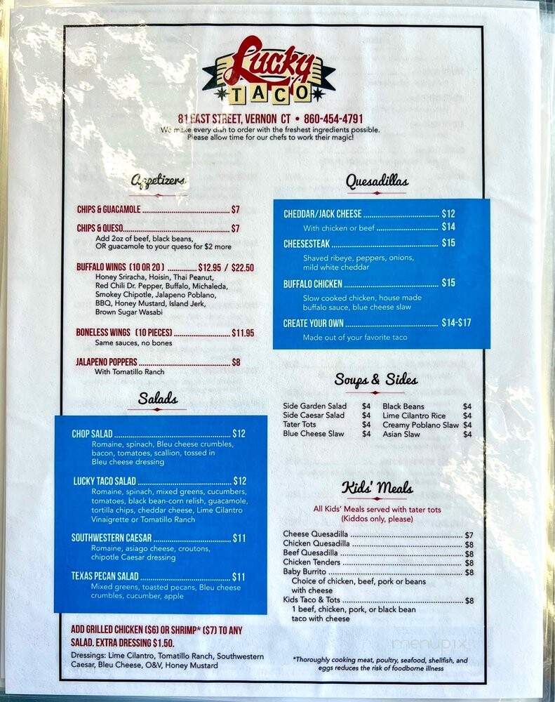 Lucky Taco - Vernon, CT menu_pic