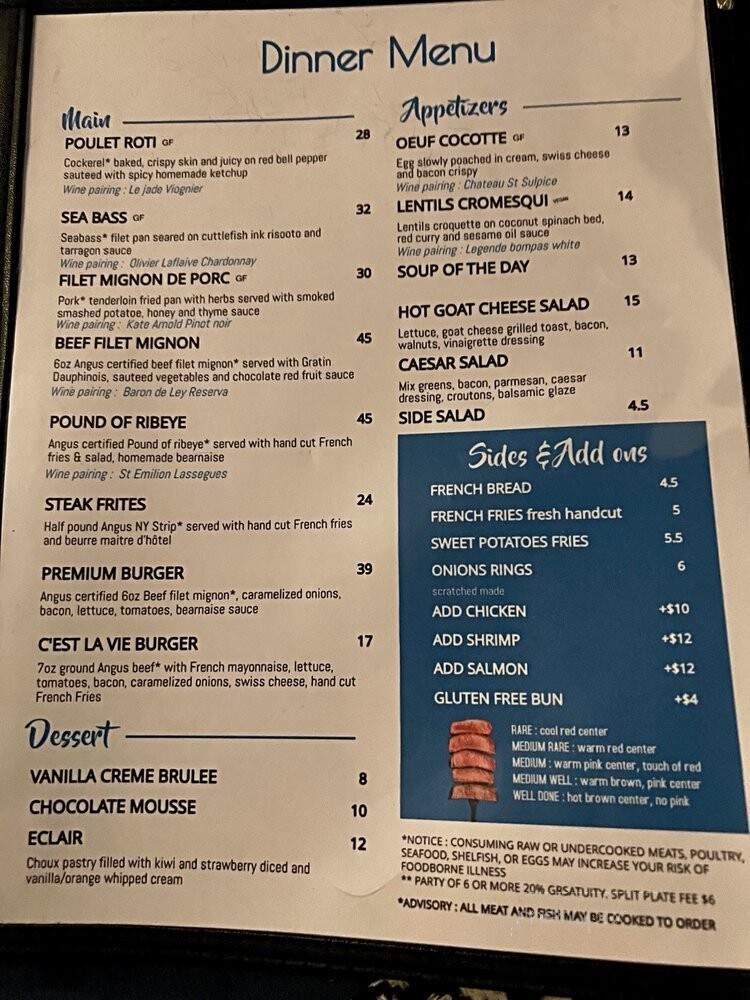 C'est la Vie - Canton, GA menu_pic