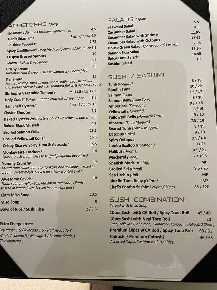 Taru Rockin' Sushi Sake House - Las Vegas, NV menu_pic