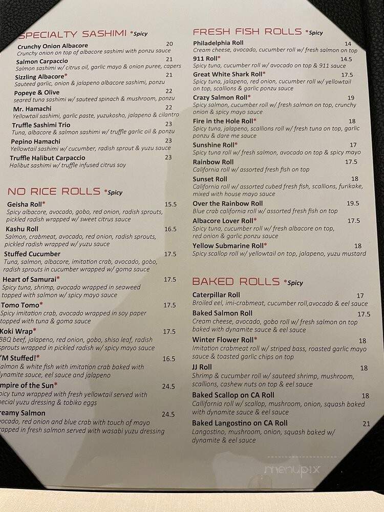 Taru Rockin' Sushi Sake House - Las Vegas, NV menu_pic