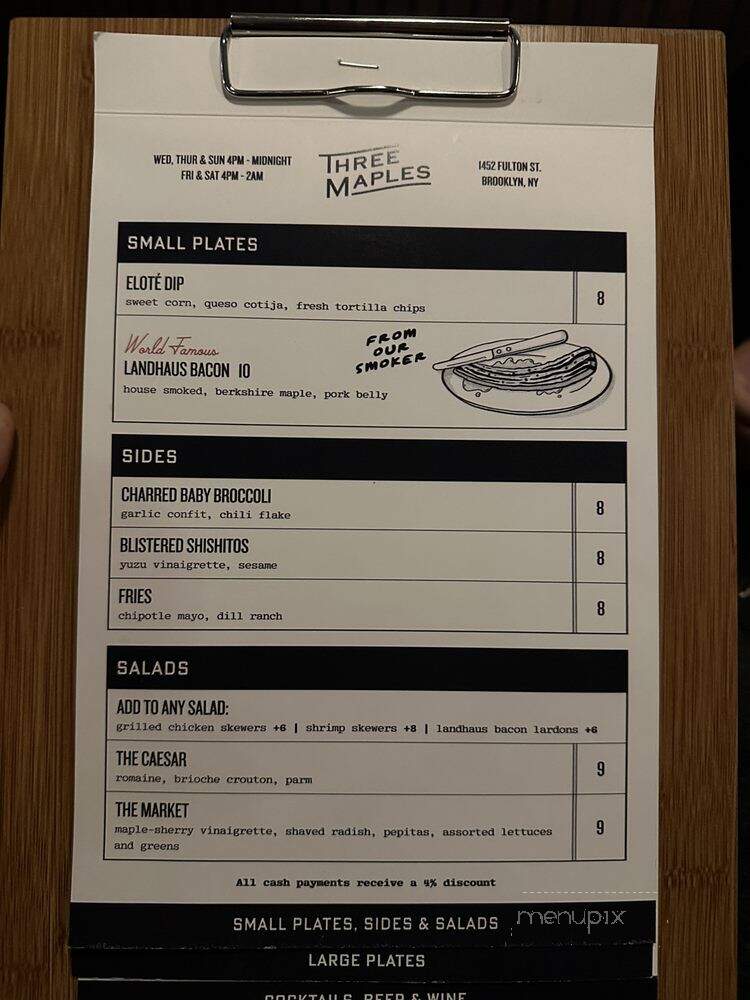 Three Maples - Brooklyn, NY menu_pic