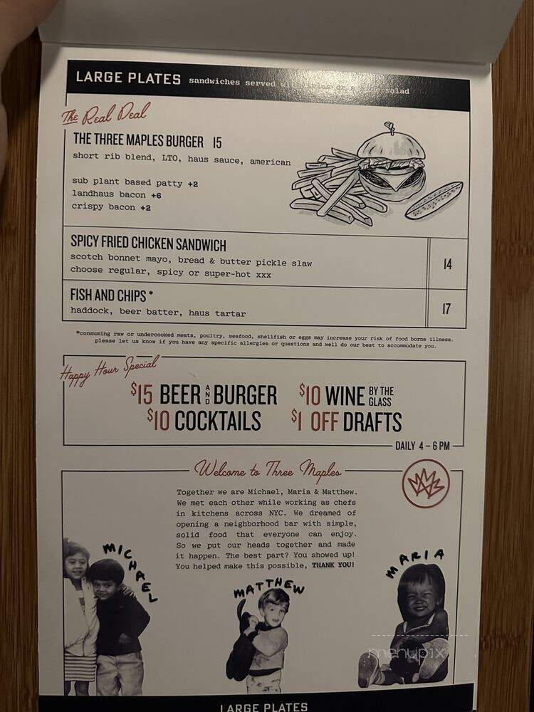 Three Maples - Brooklyn, NY menu_pic
