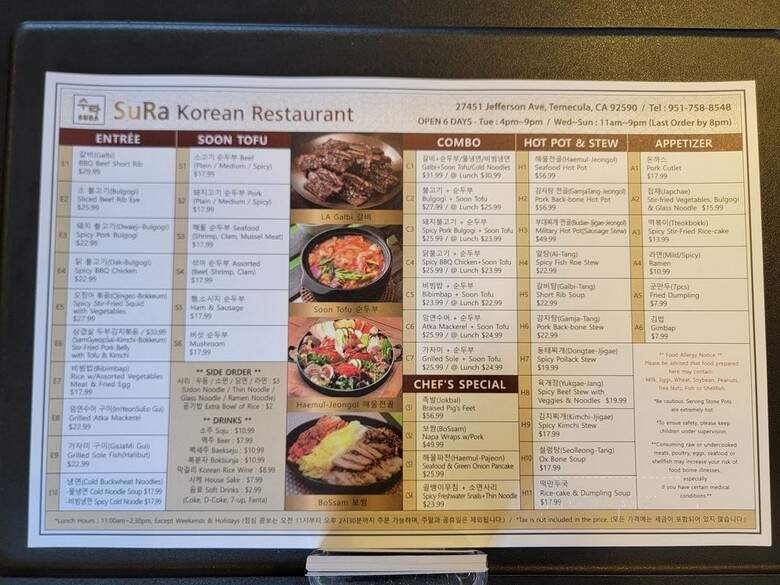 Sura Korean Restaurant - Temecula, CA menu_pic