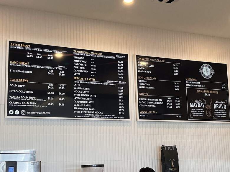 Shortwave Coffee - Tampa, FL menu_pic