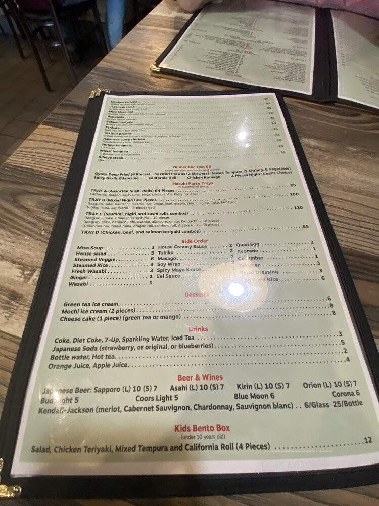 Haruki Sushi House - Vacaville, CA menu_pic