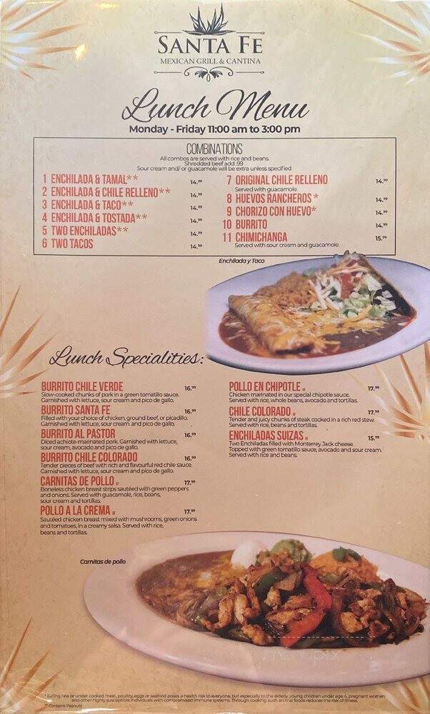 Santa Fe Mexican Grill & Cantina - Seattle, WA menu_pic
