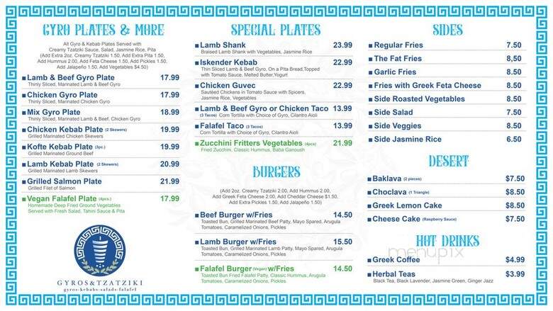 Gyros and Tzatziki - San Francisco, CA menu_pic