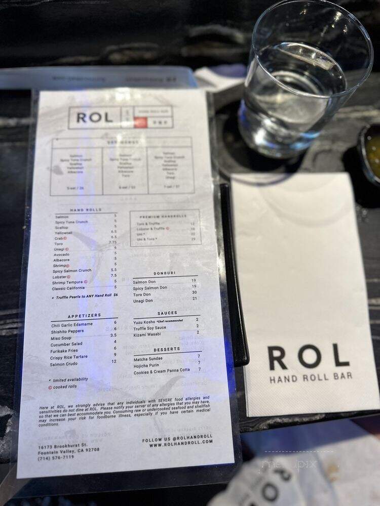 ROL Hand Roll Bar by Kei Concepts - Fountain Valley, CA menu_pic