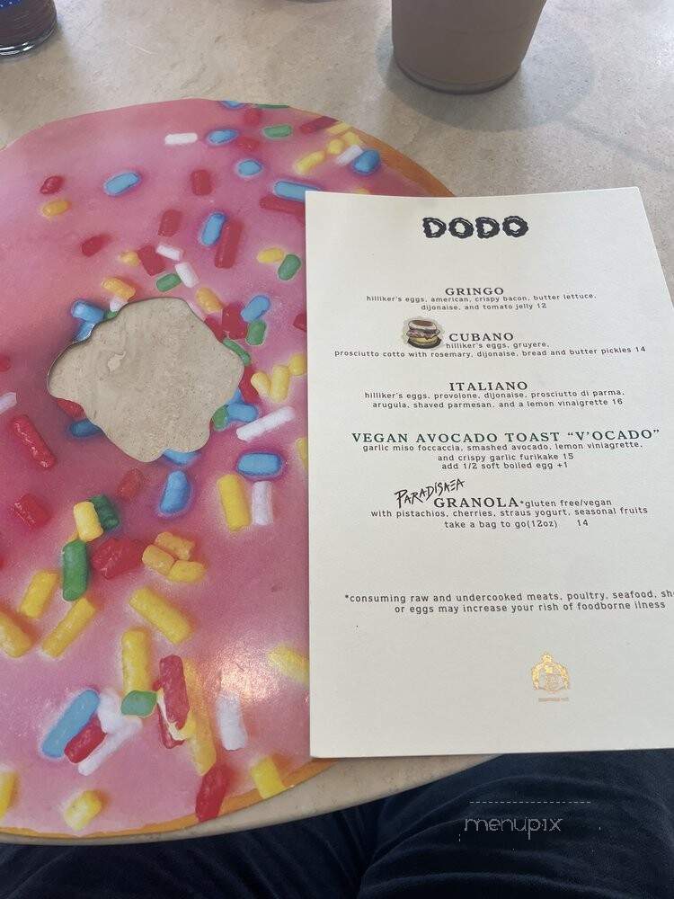 Dodo Bird Donuts - La Jolla, CA menu_pic
