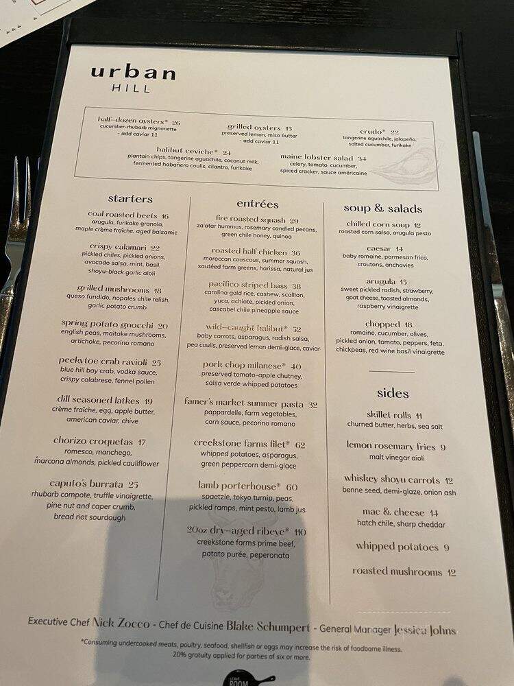 Urban Hill - Salt Lake City, UT menu_pic