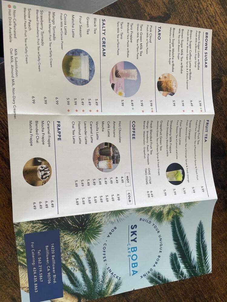 Sky Boba Cafe - Bellflower, CA menu_pic
