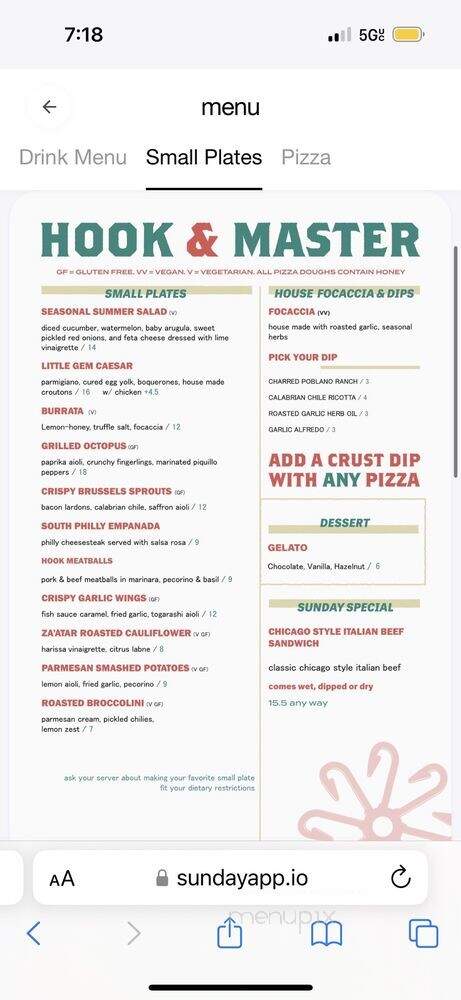 Hook & Master - Philadelphia, PA menu_pic