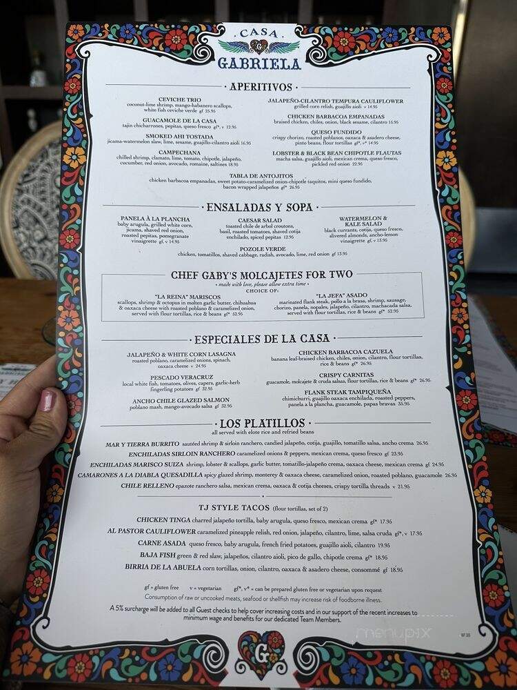Casa Gabriela - La Mesa, CA menu_pic