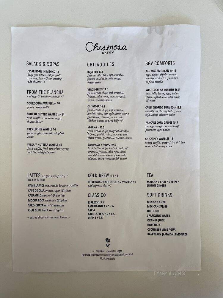 Chismosa Cafe - Covina, CA menu_pic