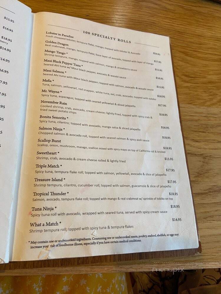 Sushi Cho - Fairfax, VA menu_pic