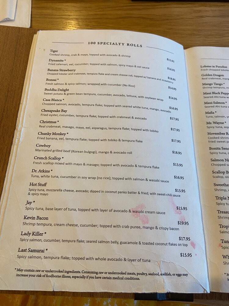 Sushi Cho - Fairfax, VA menu_pic