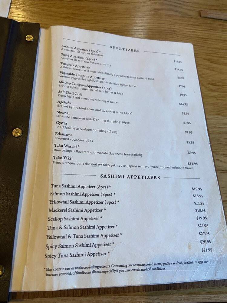 Sushi Cho - Fairfax, VA menu_pic
