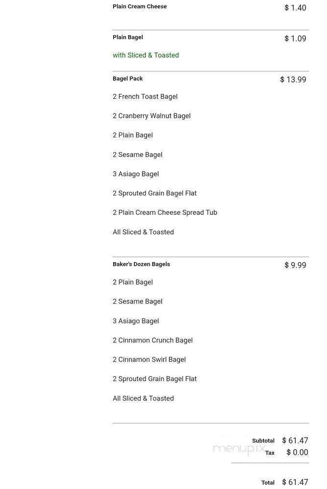 Panera Bread - South Gate, CA menu_pic