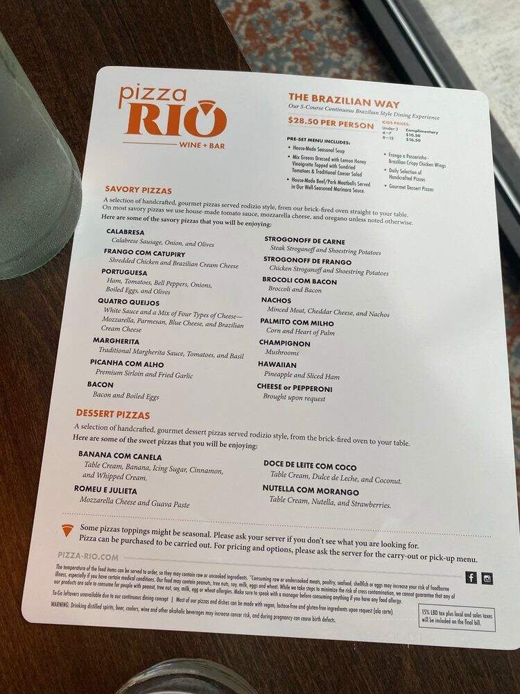 Pizza Rio Wine and Bar - Pigeon Forge, TN menu_pic