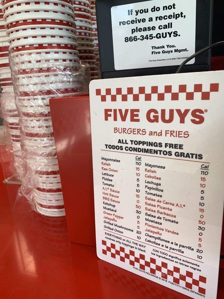 Five Guys - High Point, NC menu_pic