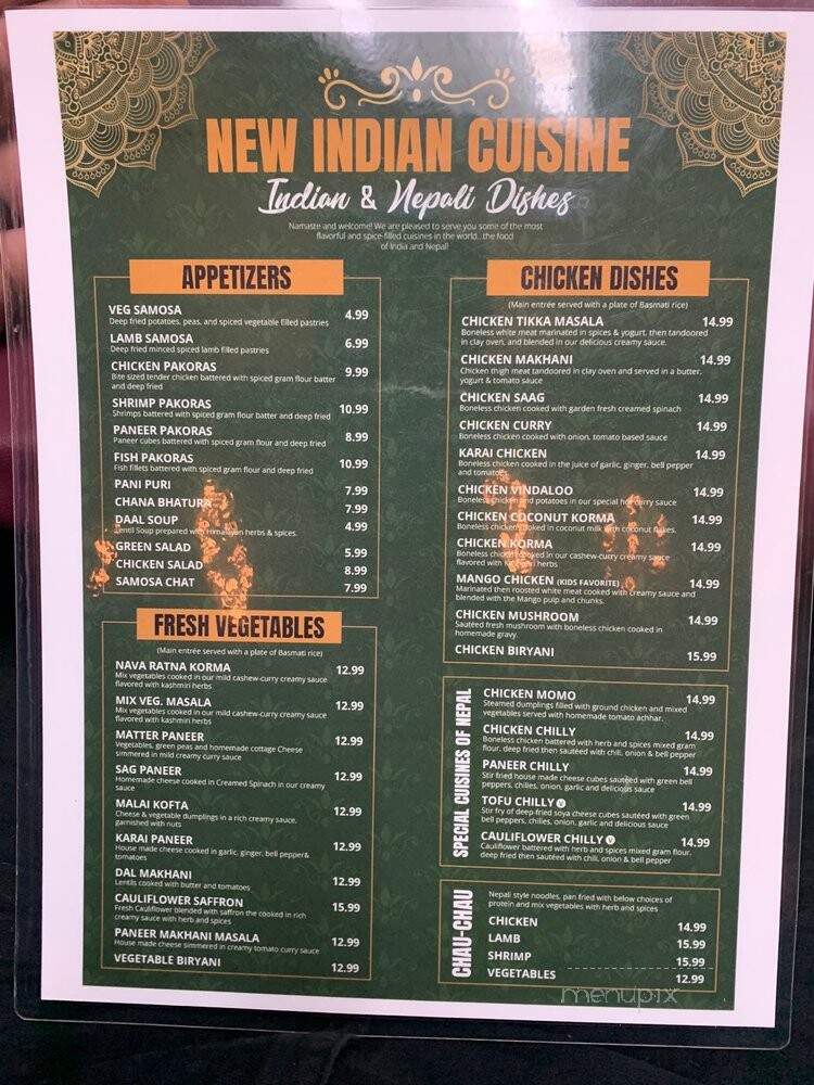 New India Cuisine - Phoenix, AZ menu_pic