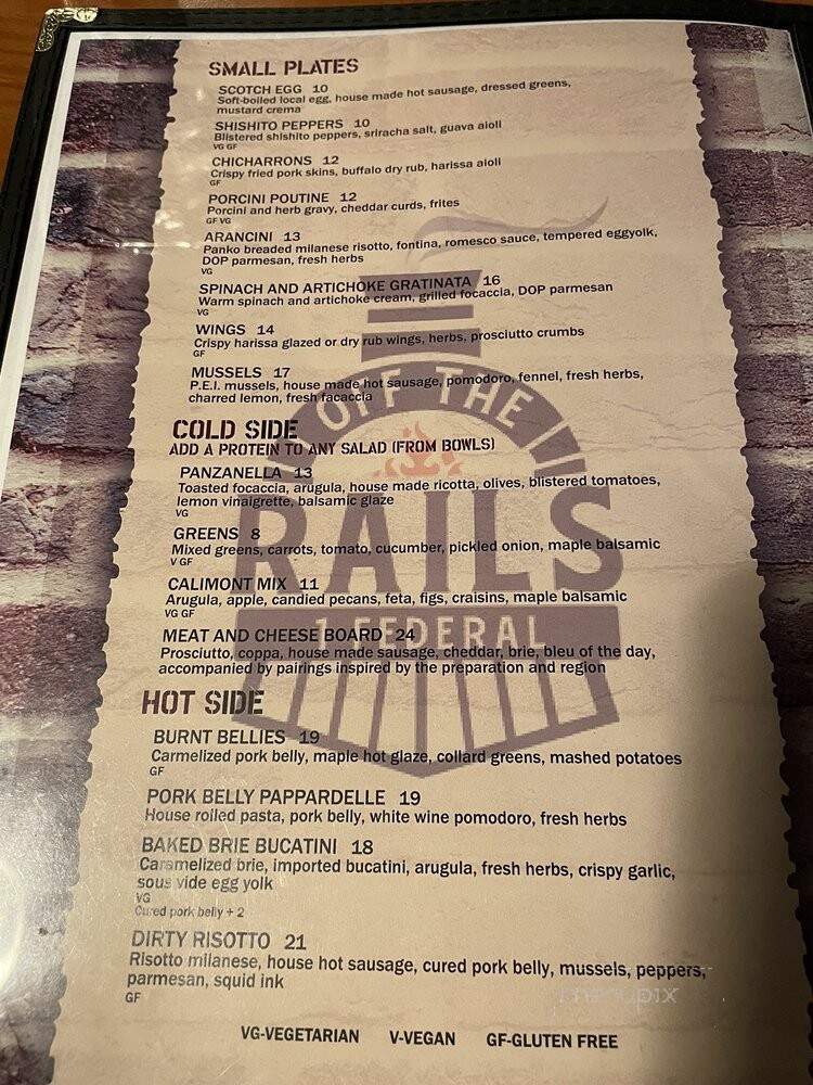 Off the Rails - Saint Albans, VT menu_pic
