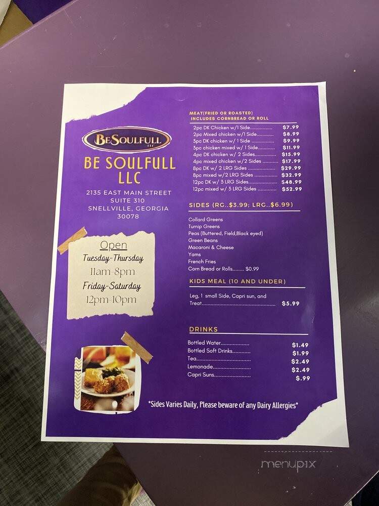 Be Soulfull - Snellville, GA menu_pic