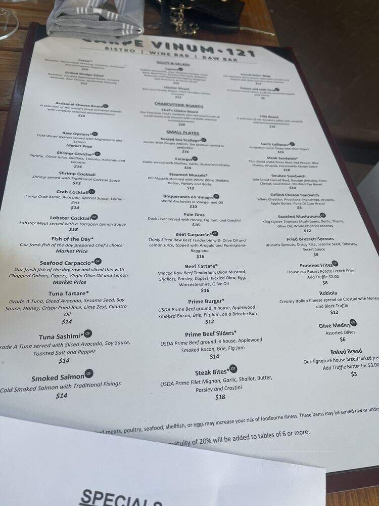 Carpe Vinum 121 - Salisbury, NC menu_pic
