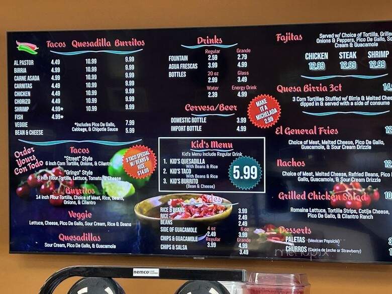 El General Taco - Henderson, NV menu_pic