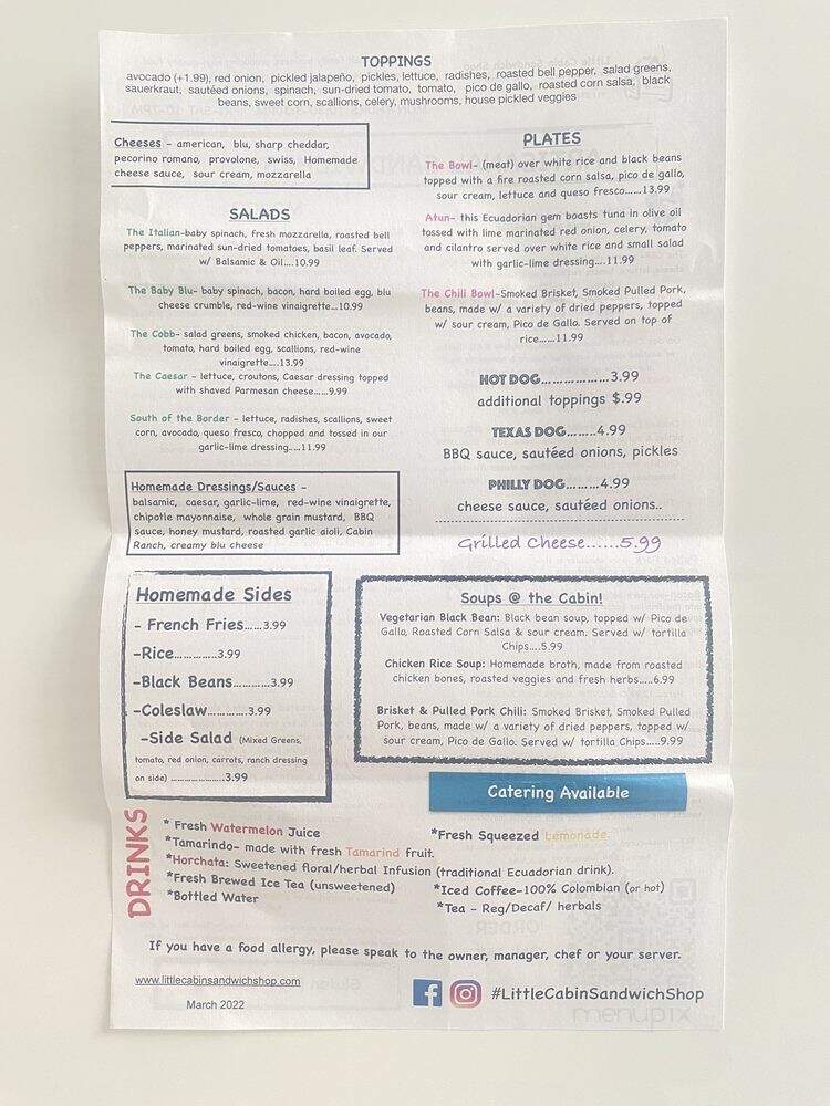 Little Cabin Sandwich Shop - Bedford Hills, NY menu_pic