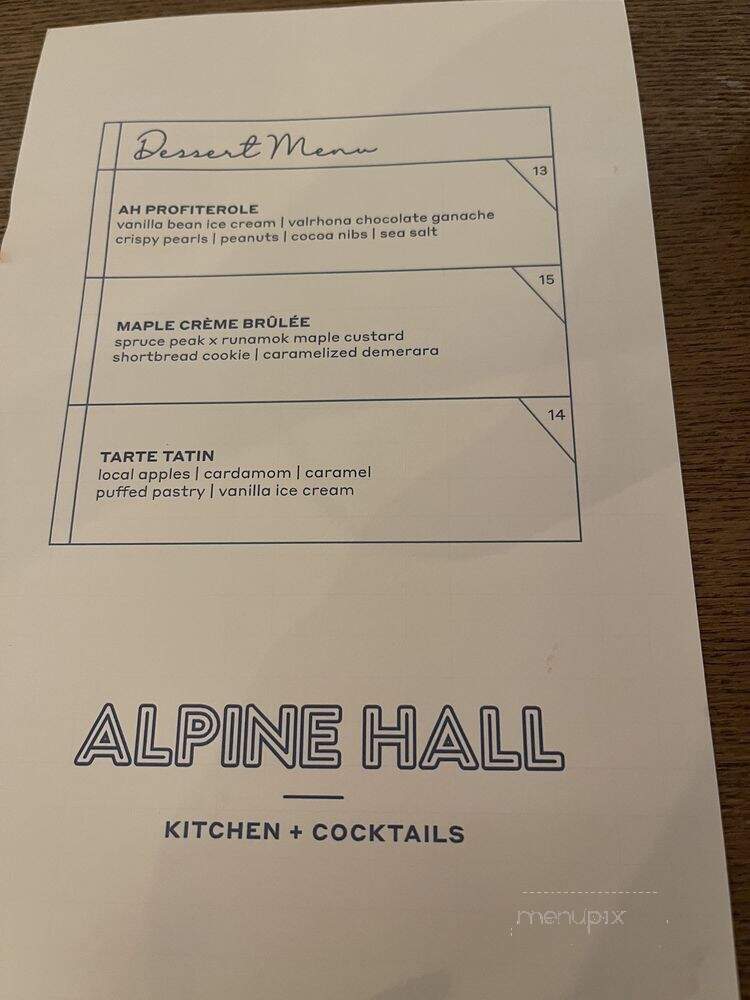 Alpine Hall - Stowe, VT menu_pic