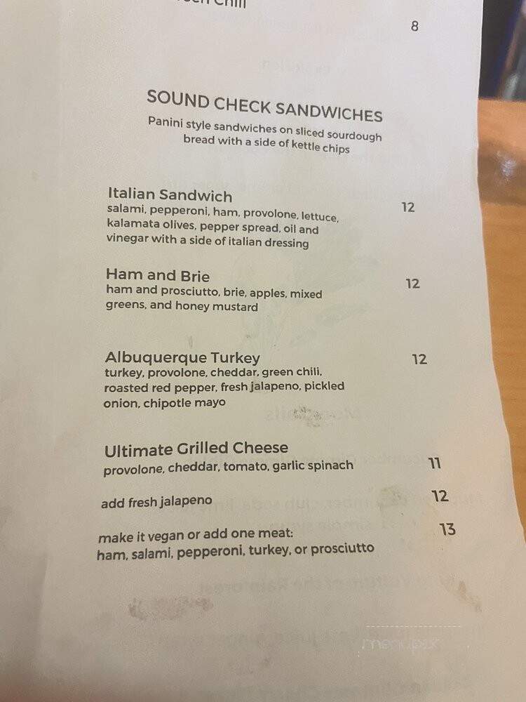 Vultures - Colorado Springs, CO menu_pic