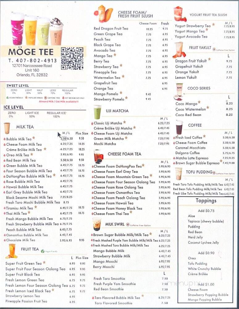 Moge Tee - Orlando, FL menu_pic