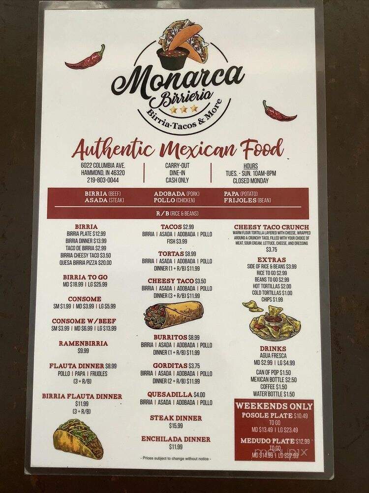 Monarca Birrieria - Hammond, IN menu_pic
