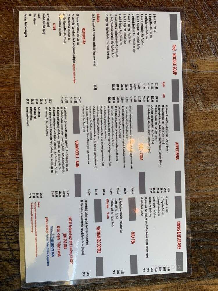 Pho Hoan Pasteur Gardena - Gardena, CA menu_pic